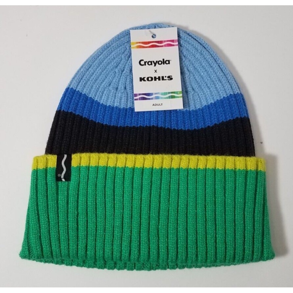 Crayola Kohls Knit Beanie Hat Striped Multicolor One Size Adult Unisex NEW